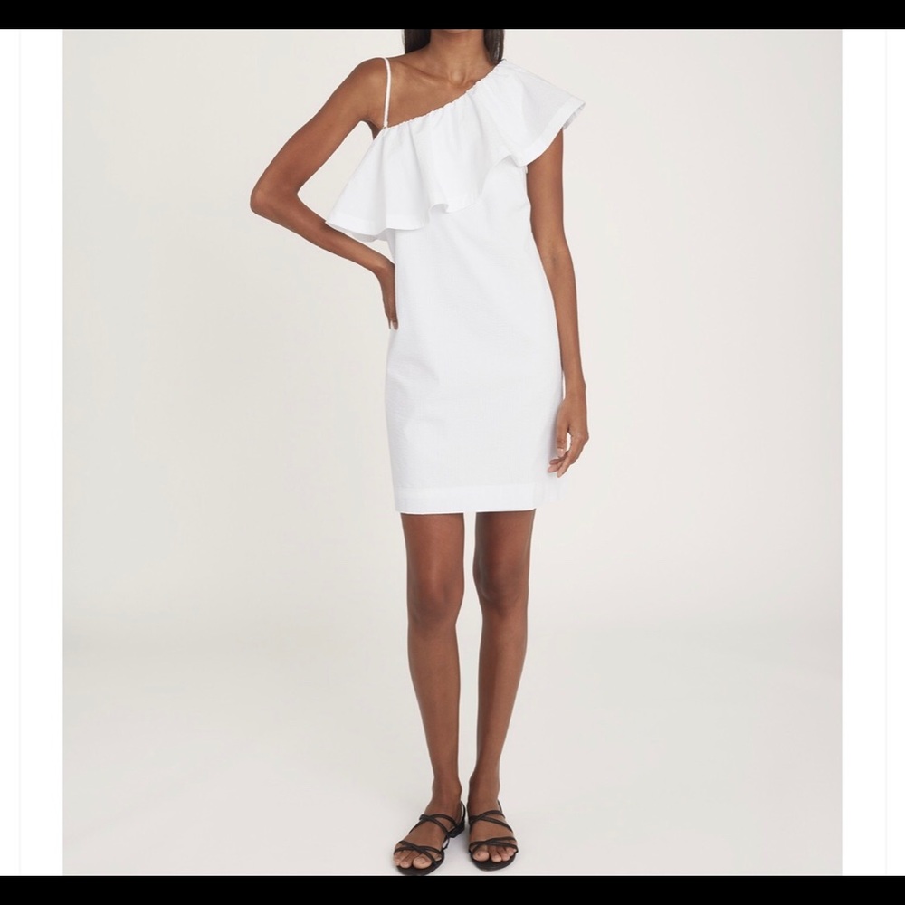 Contemporary ruffled, one-shoulder